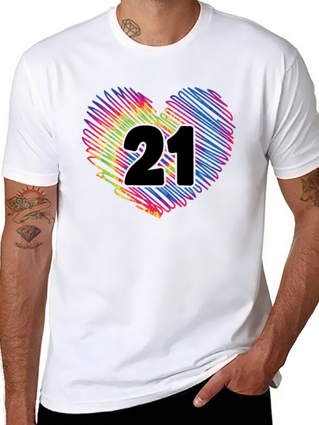 Rainbow 21st Birthday Heart T-Shirt