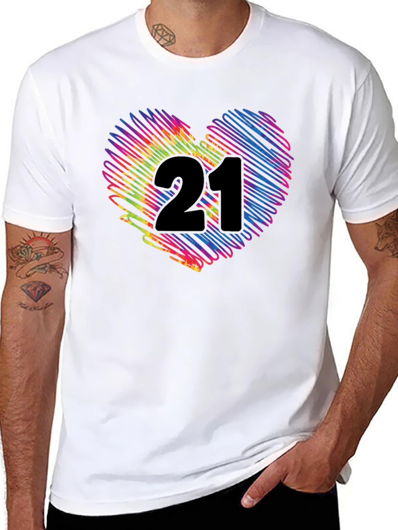 Rainbow 21st Birthday Heart T-Shirt