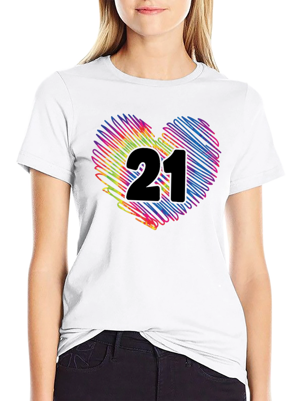Rainbow 21st Birthday Heart T-Shirt