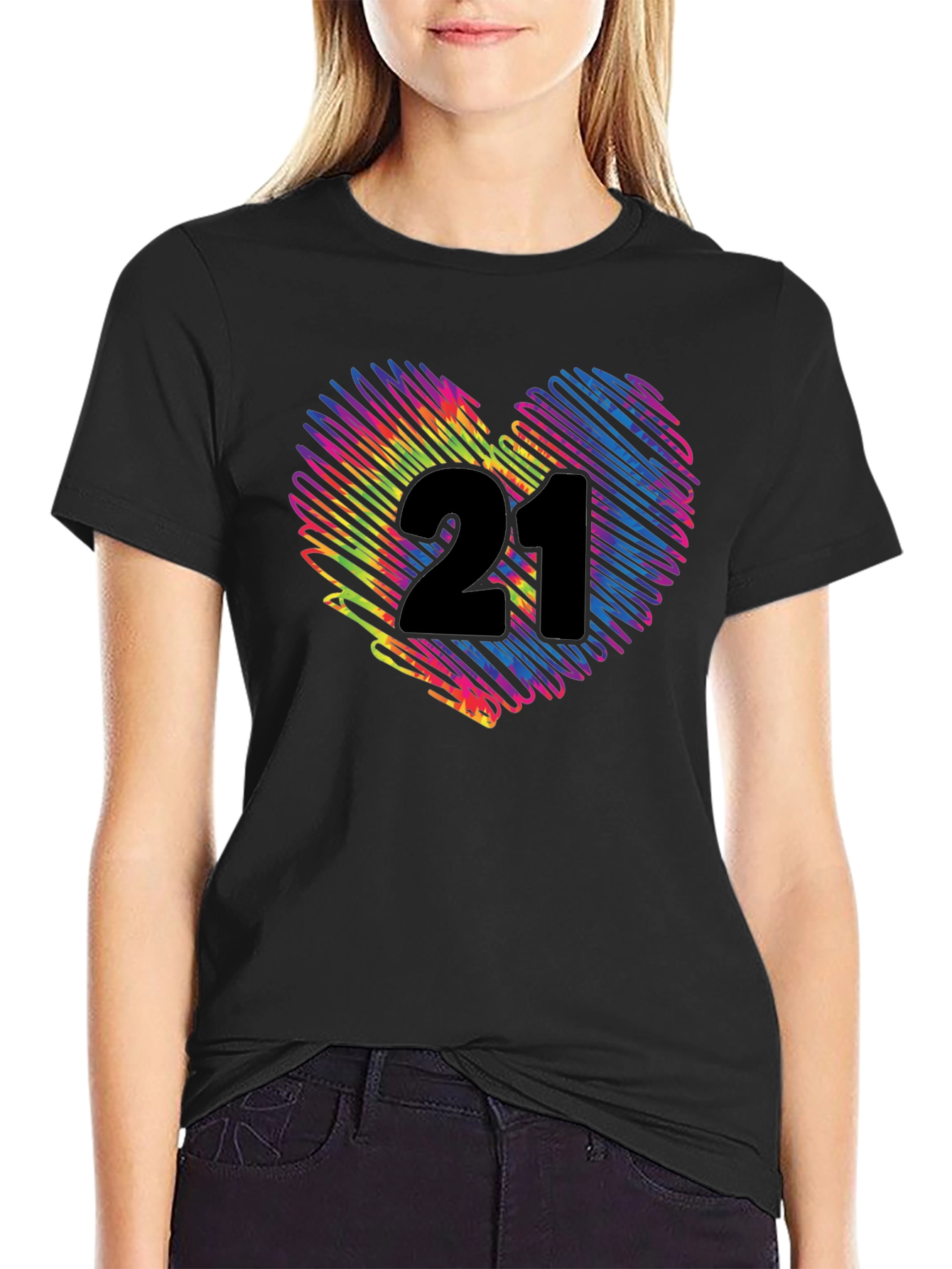 Rainbow 21st Birthday Heart T-Shirt