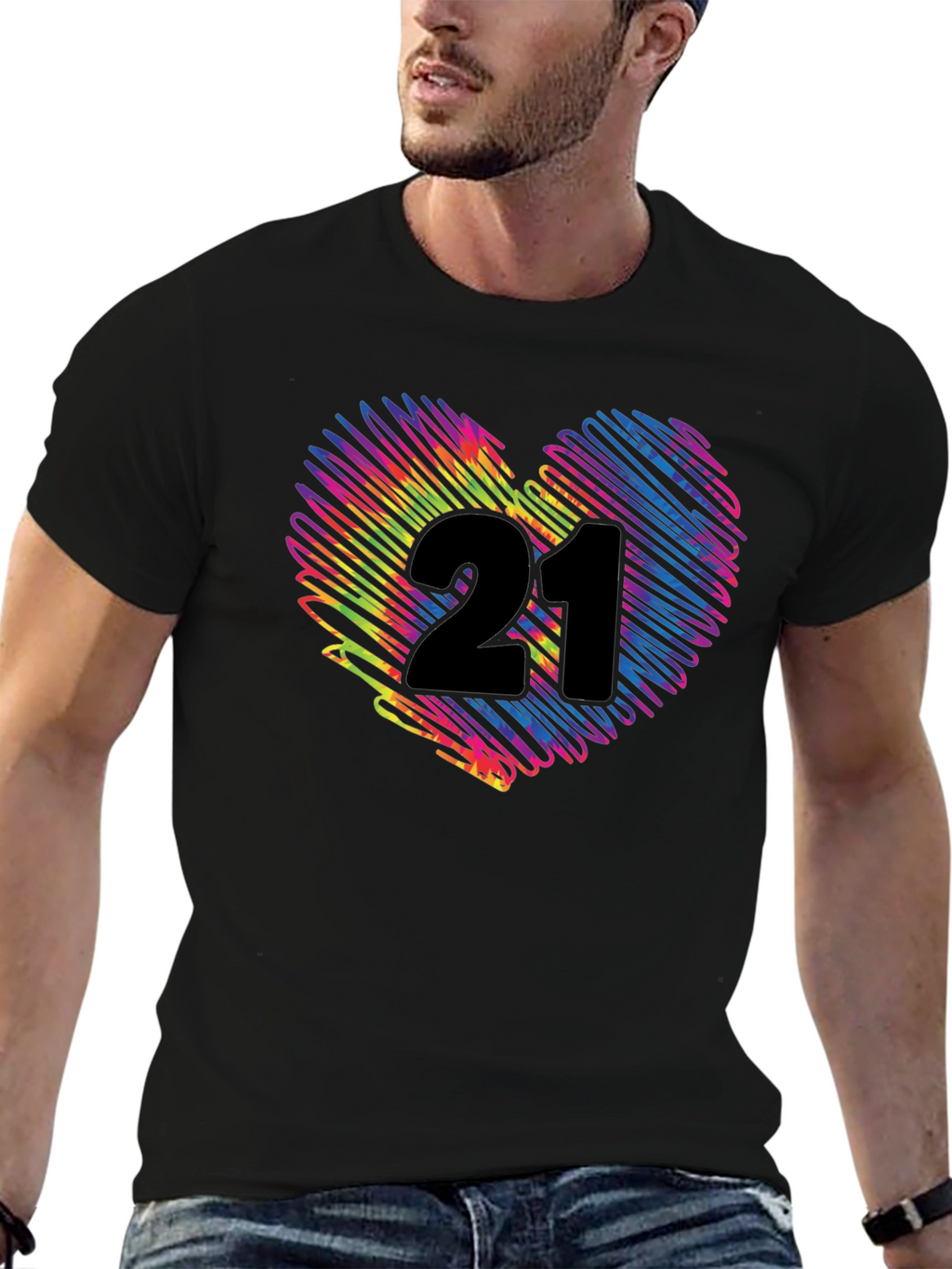 Rainbow 21st Birthday Heart T-Shirt