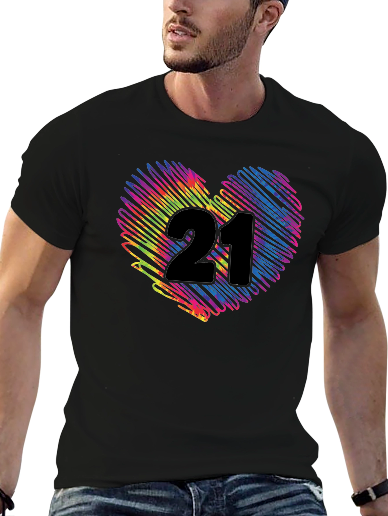 Rainbow 21st Birthday Heart T-Shirt