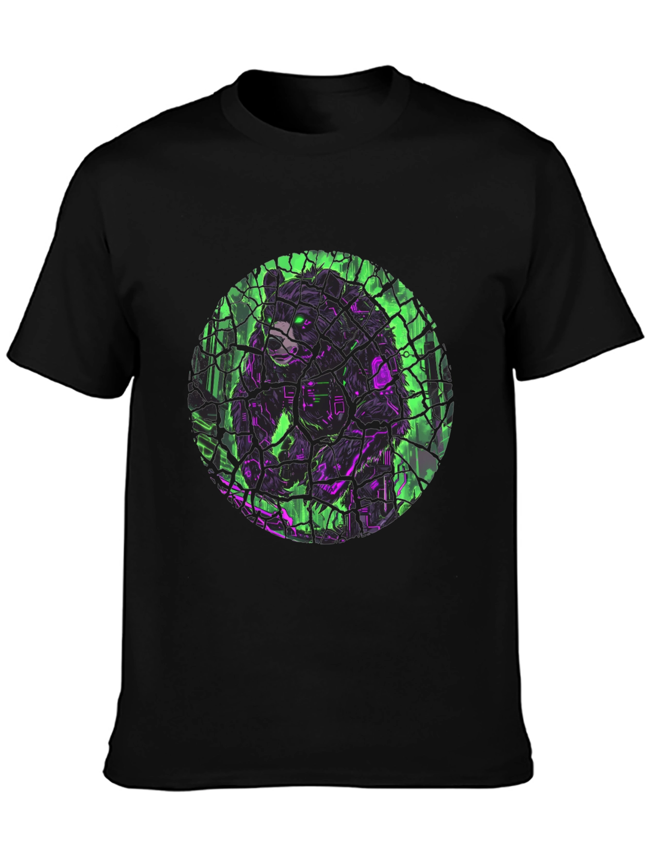 Cyber Bear Graphic Black T-Shirt
