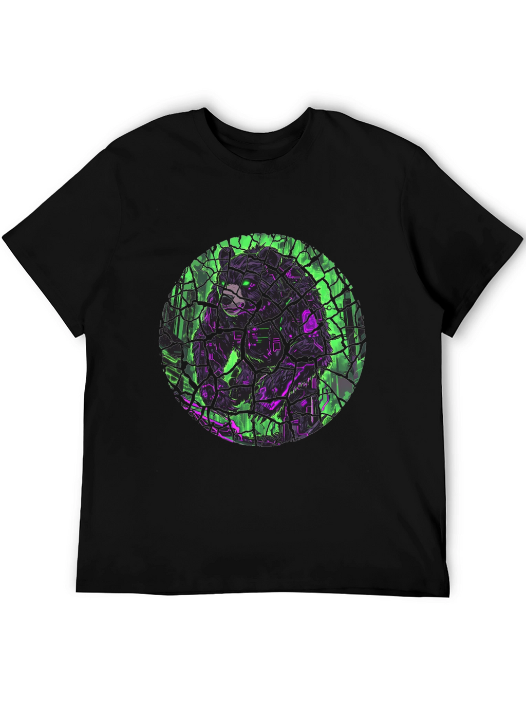Cyber Bear Graphic Black T-Shirt
