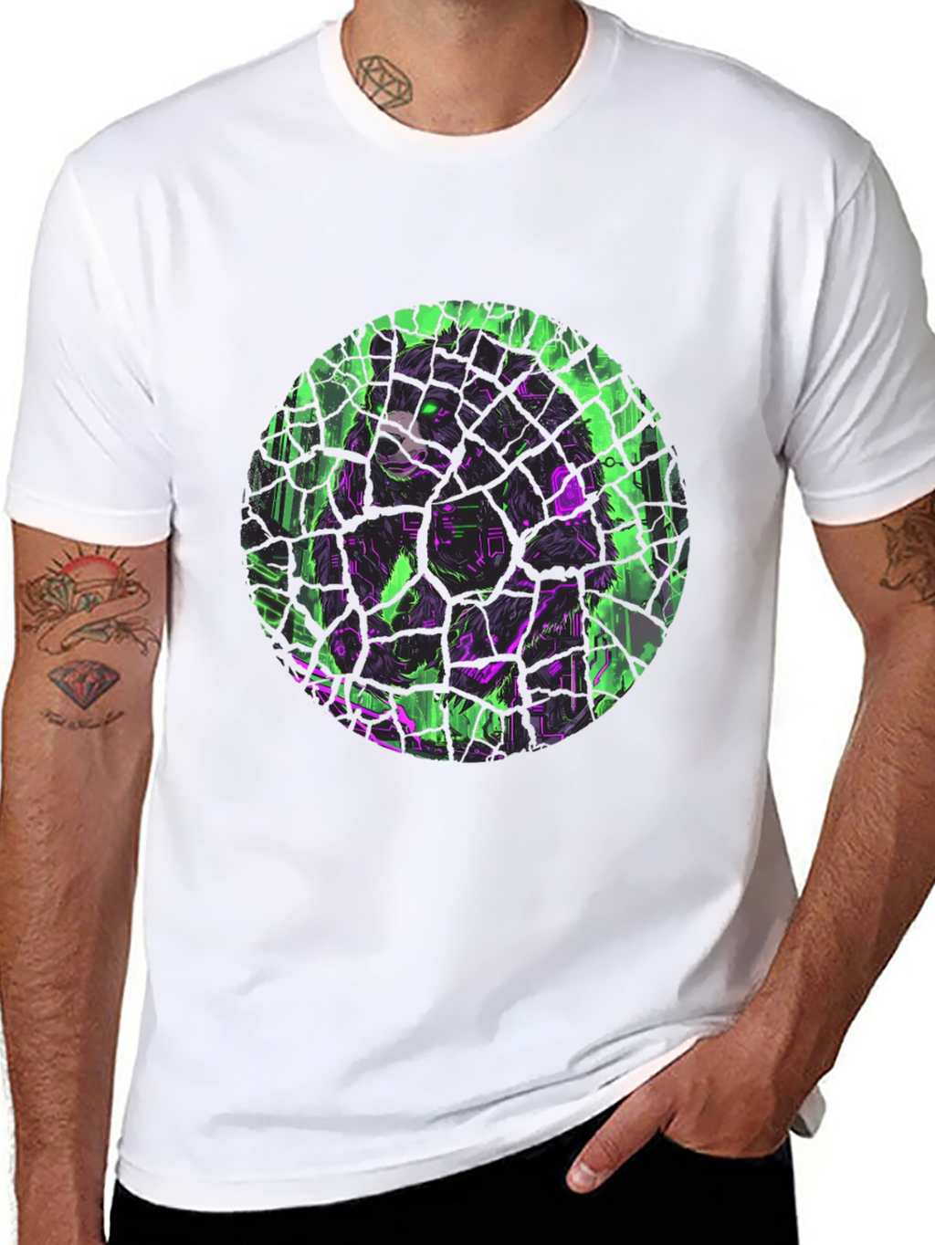 Cyber Bear Graphic Black T-Shirt