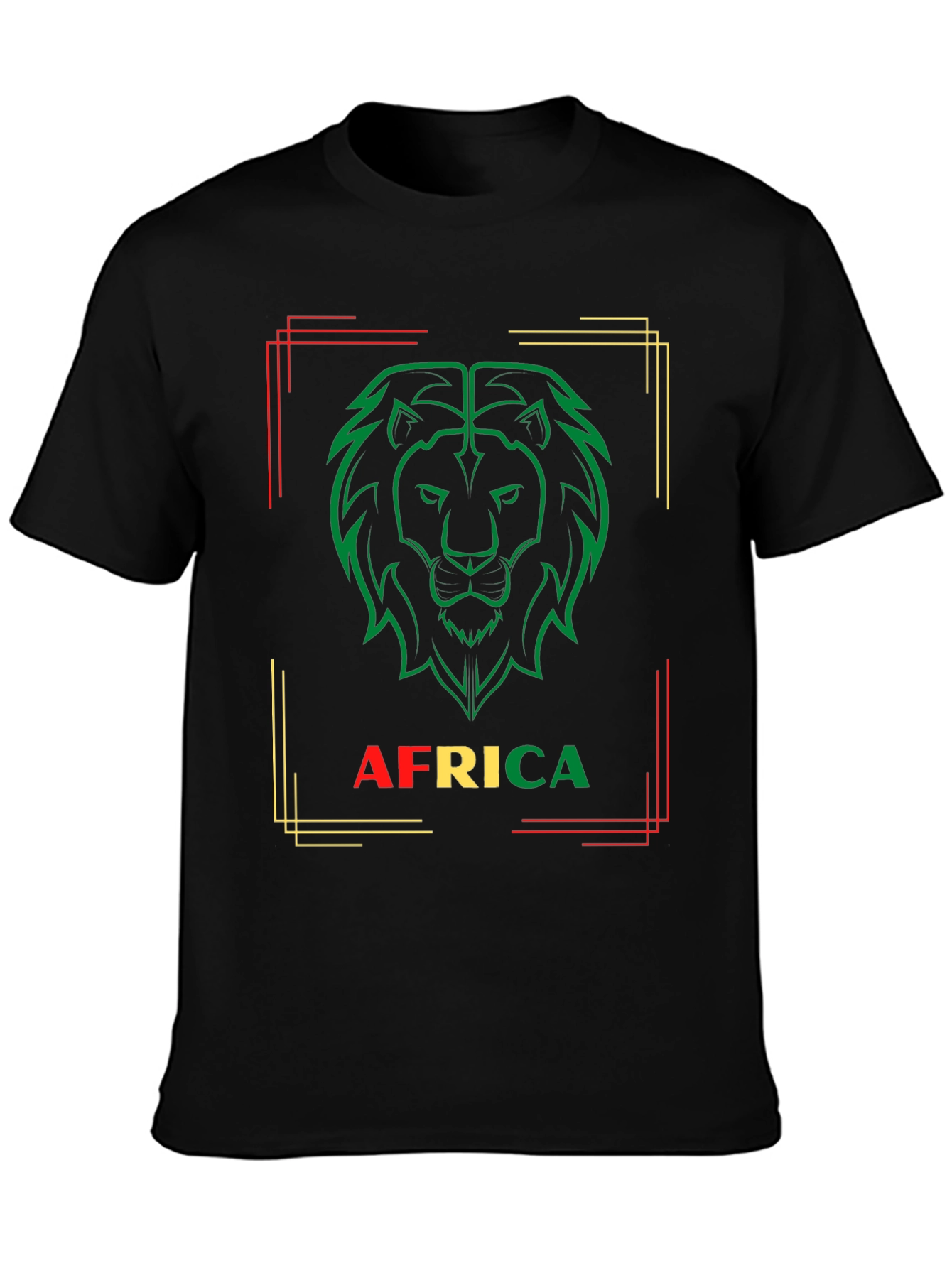 Africa Lion Graphic Tee - Black Crew Neck T-Shirt