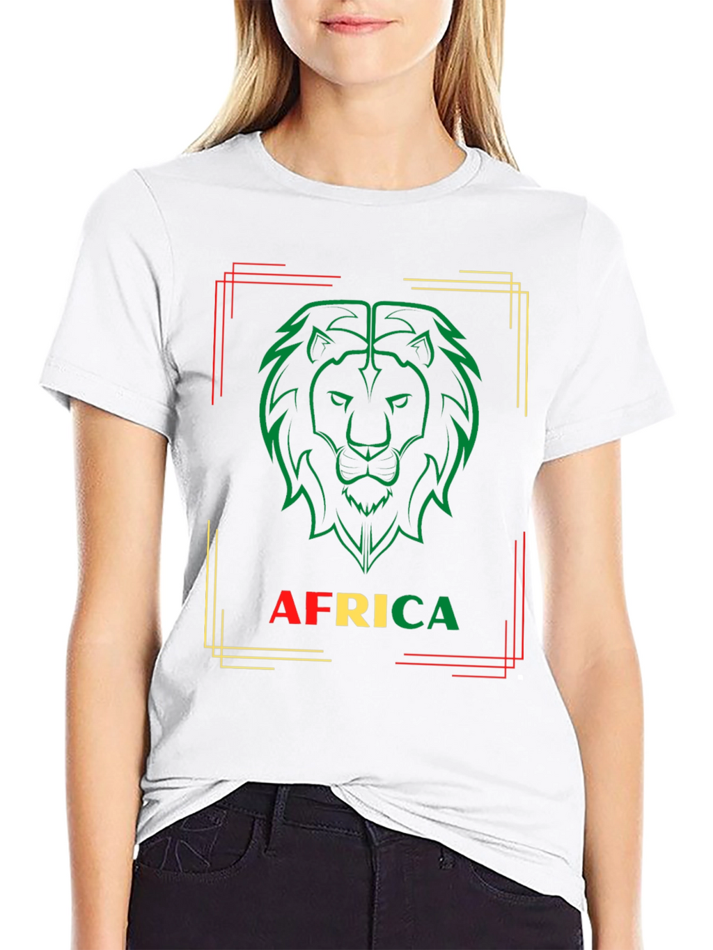 Africa Lion Graphic Tee - Black Crew Neck T-Shirt