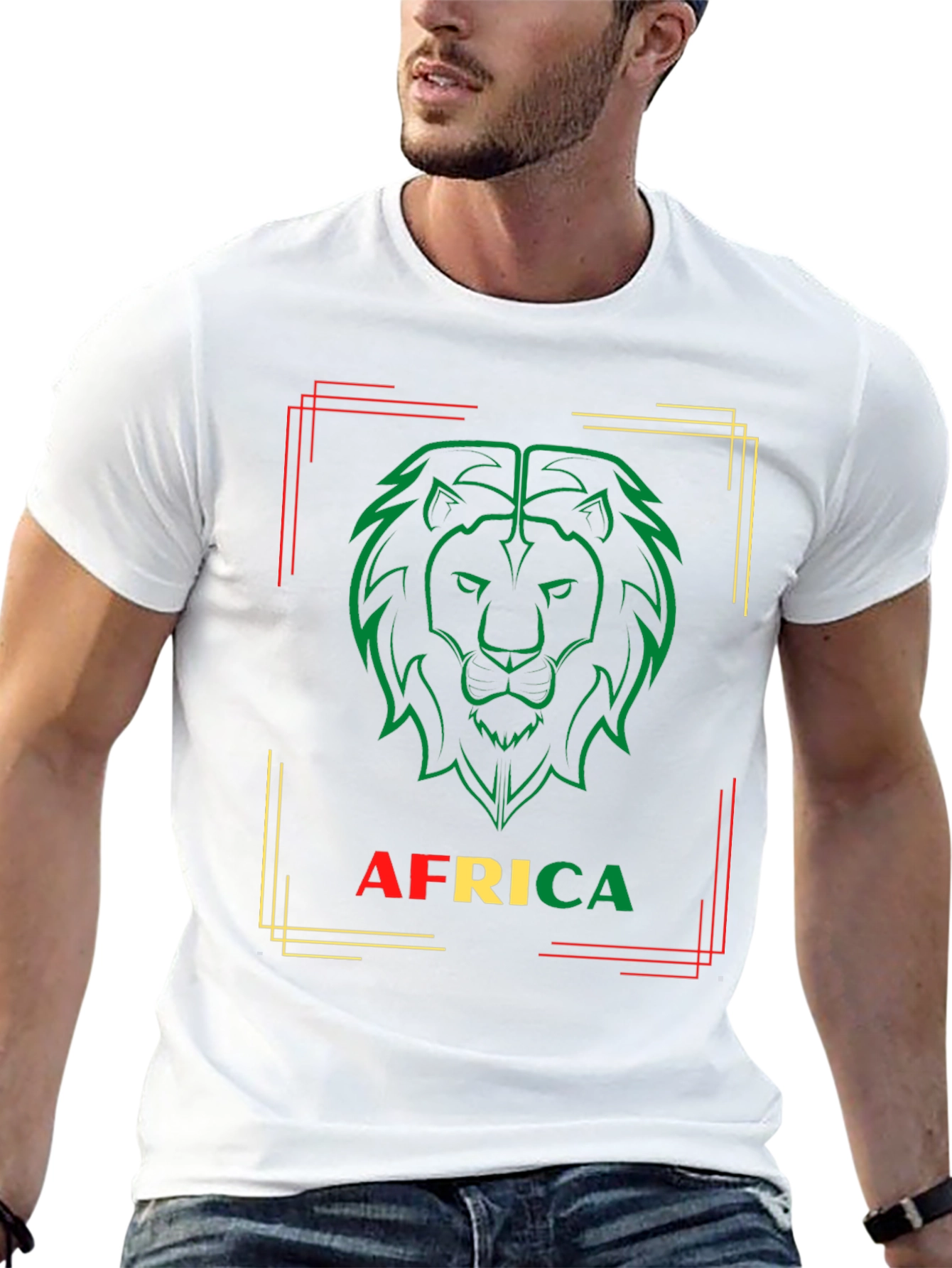 Africa Lion Graphic Tee - Black Crew Neck T-Shirt
