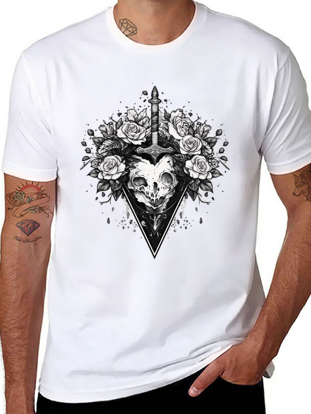Skull & Roses Graphic Tee - Edgy Style