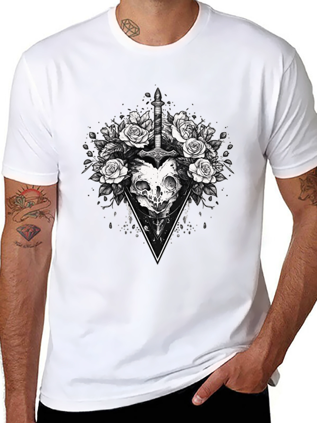 Skull & Roses Graphic Tee - Edgy Style