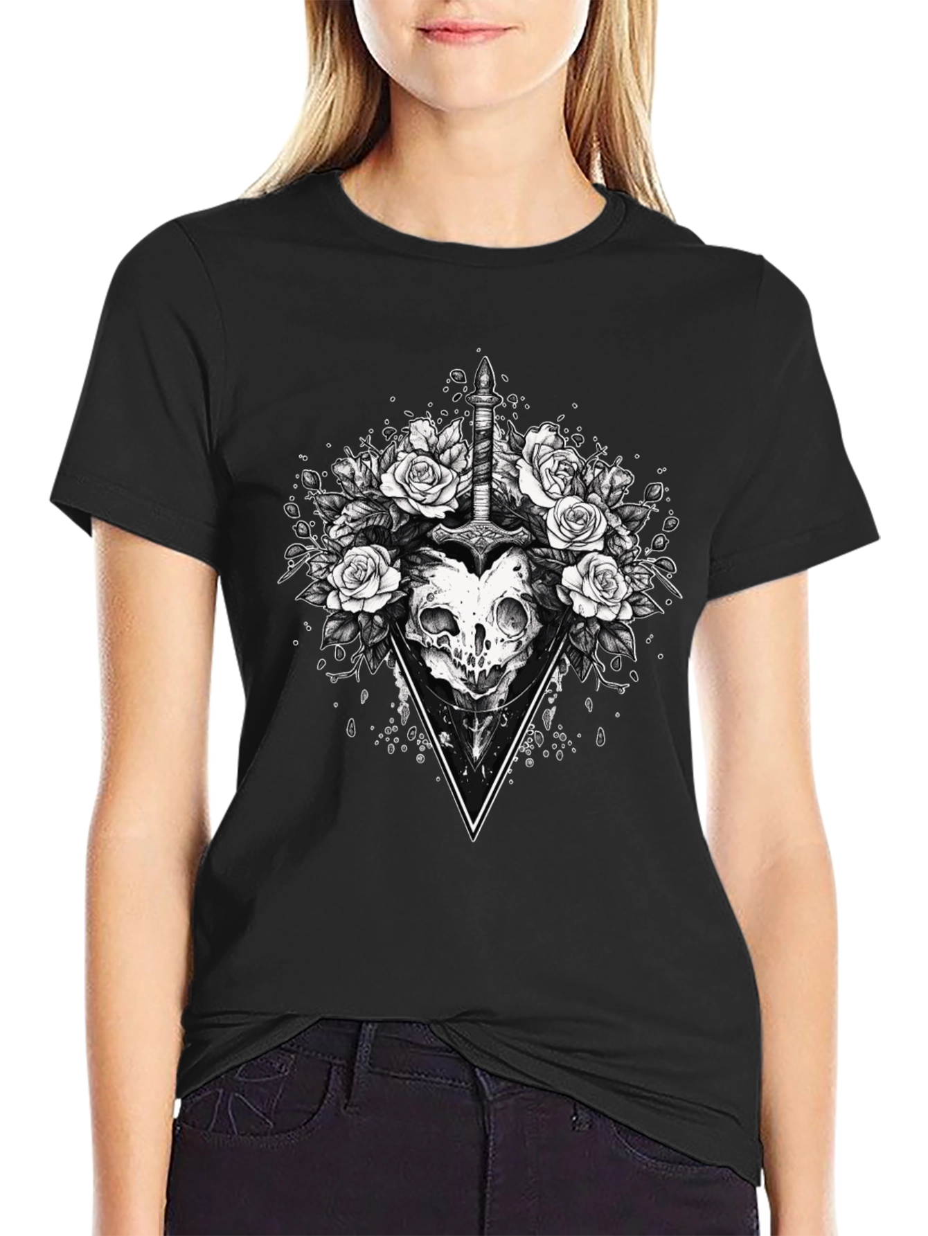 Skull & Roses Graphic Tee - Edgy Style