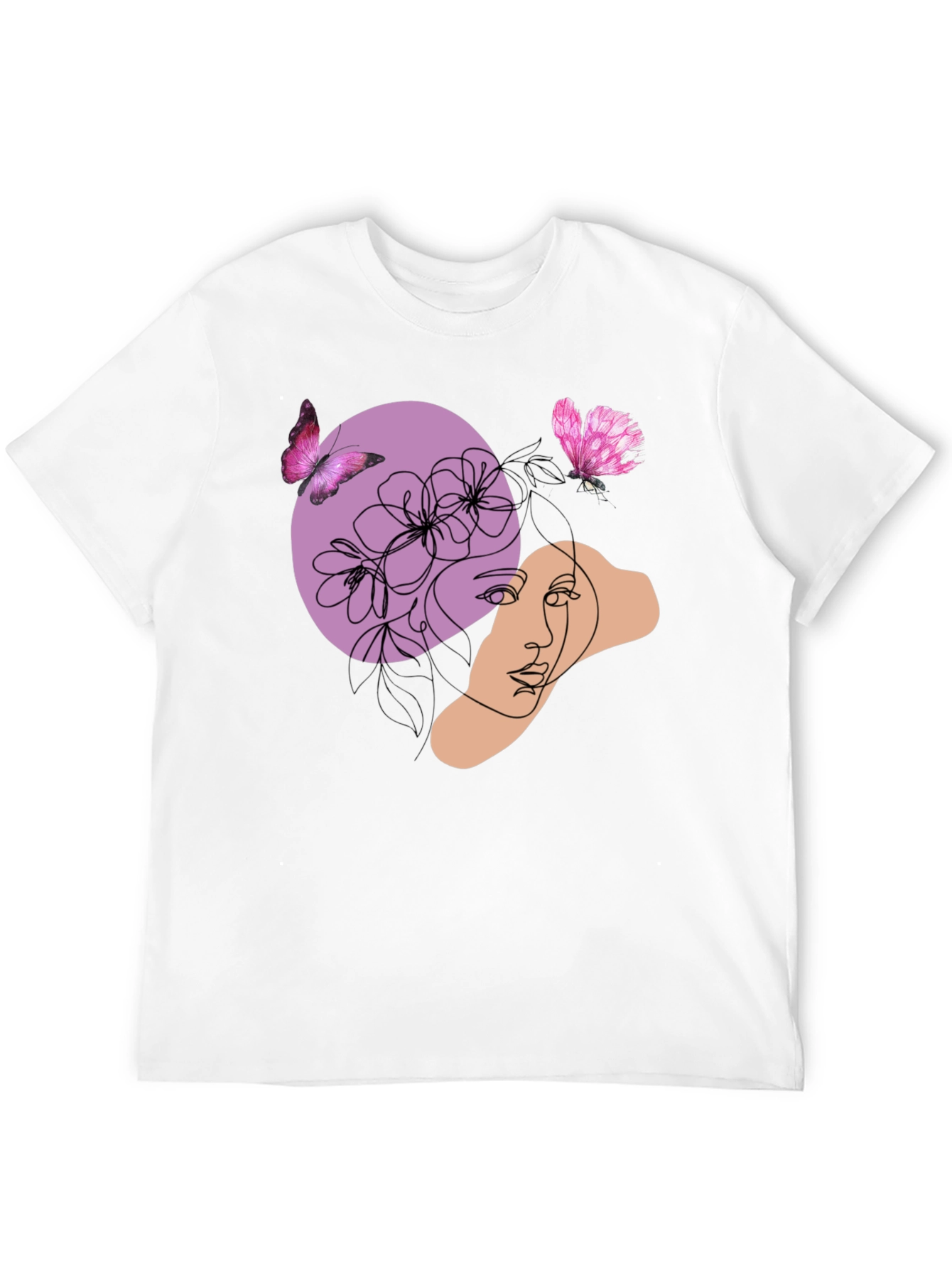 Abstract Floral Face Graphic Tee - Modern Art Shirt