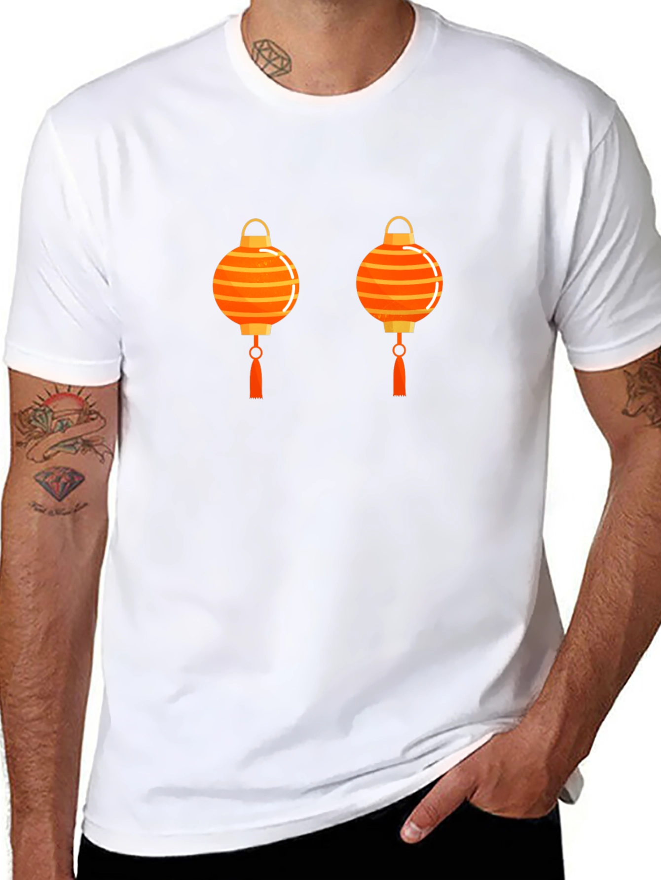 Lantern Graphic Tee - Casual Black T-Shirt