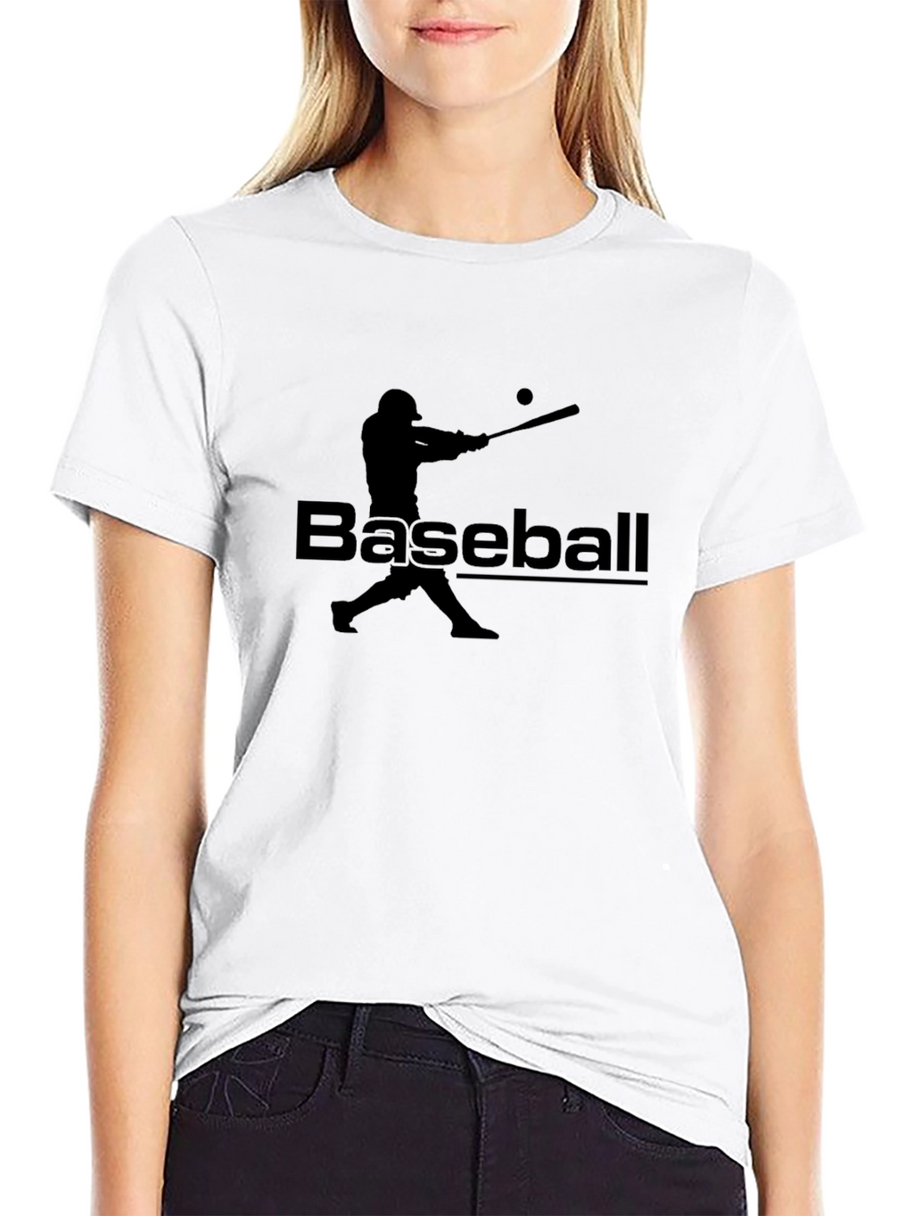 Baseball Player Graphic T-Shirt - Black