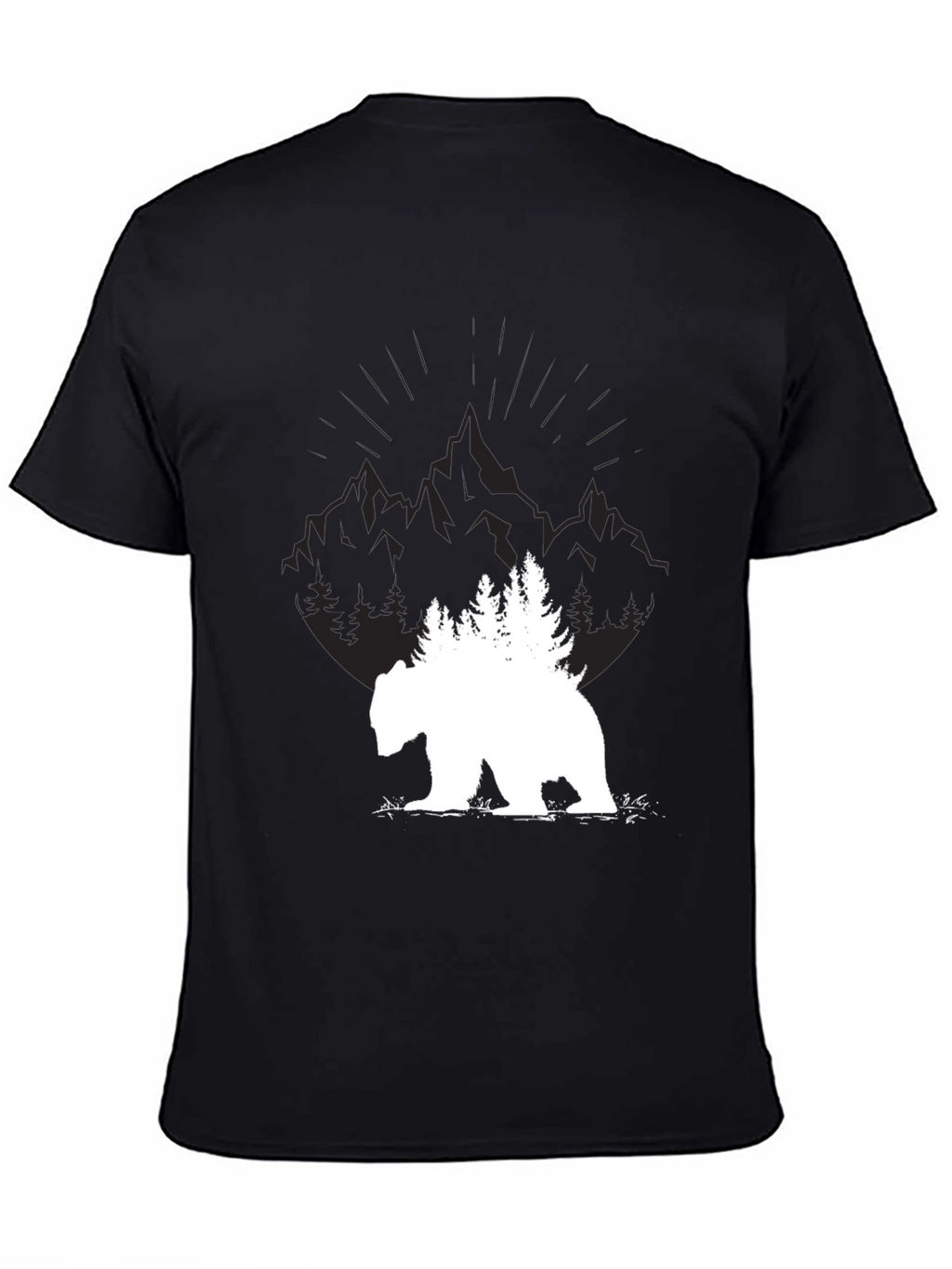 Nature Bear Graphic Tee - Black Cotton