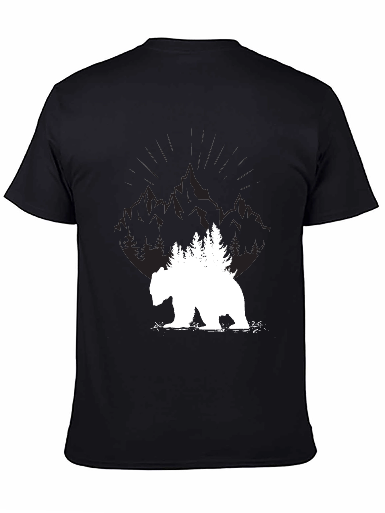 Nature Bear Graphic Tee - Black Cotton