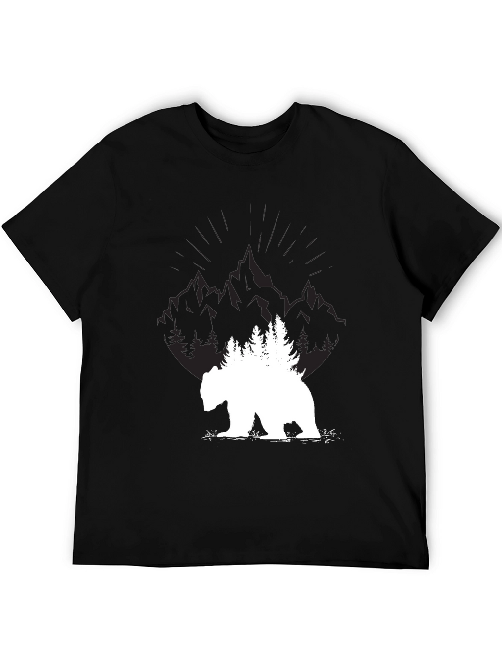 Nature Bear Graphic Tee - Black Cotton