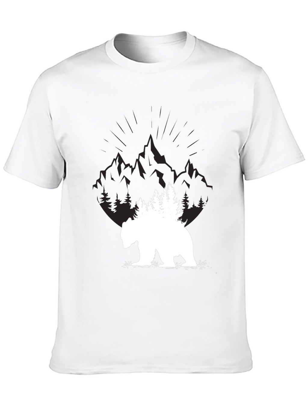 Nature Bear Graphic Tee - Black Cotton
