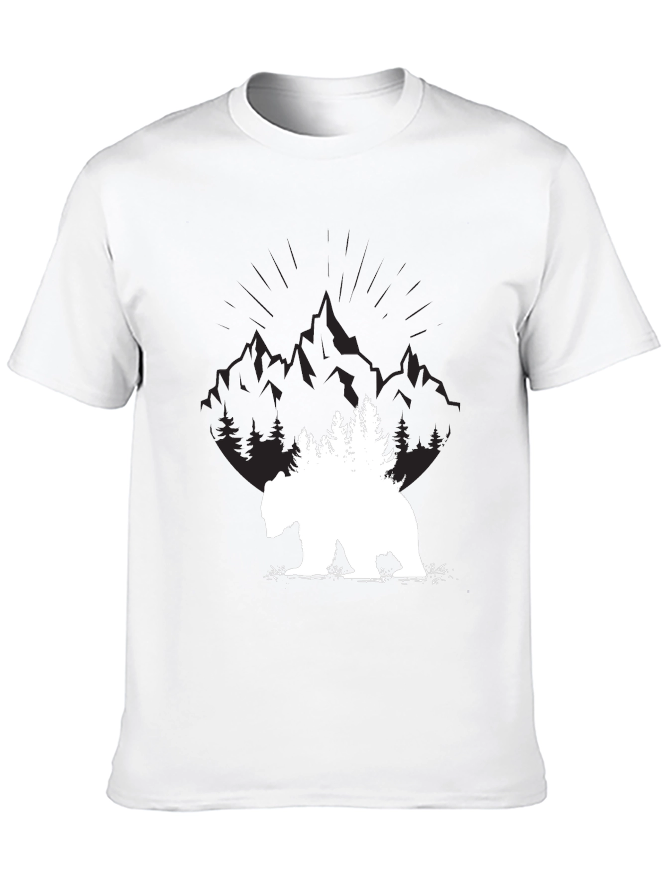 Nature Bear Graphic Tee - Black Cotton