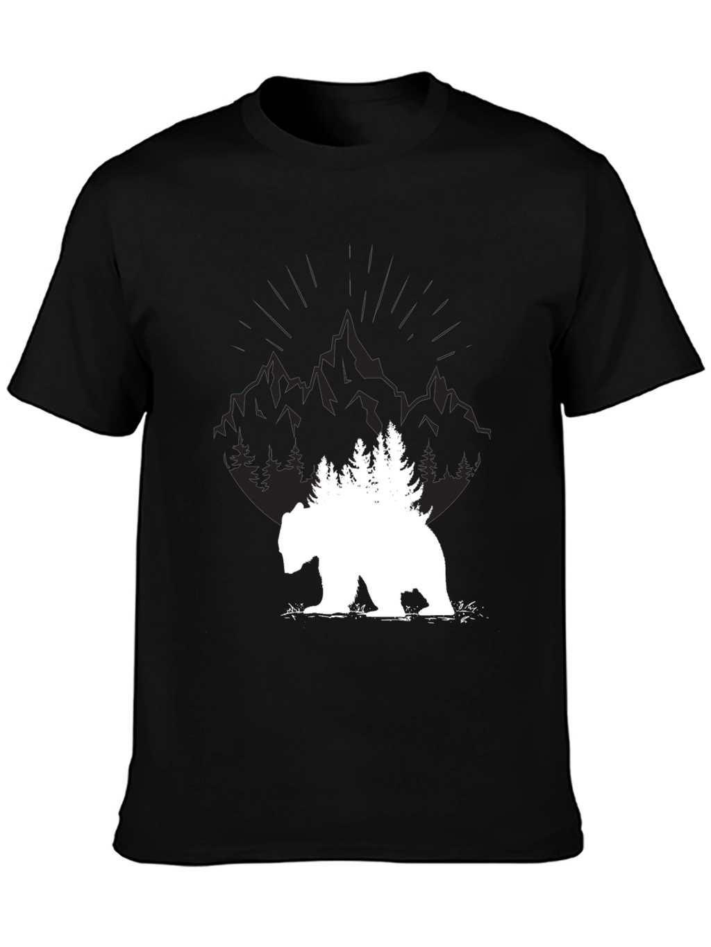 Nature Bear Graphic Tee - Black Cotton
