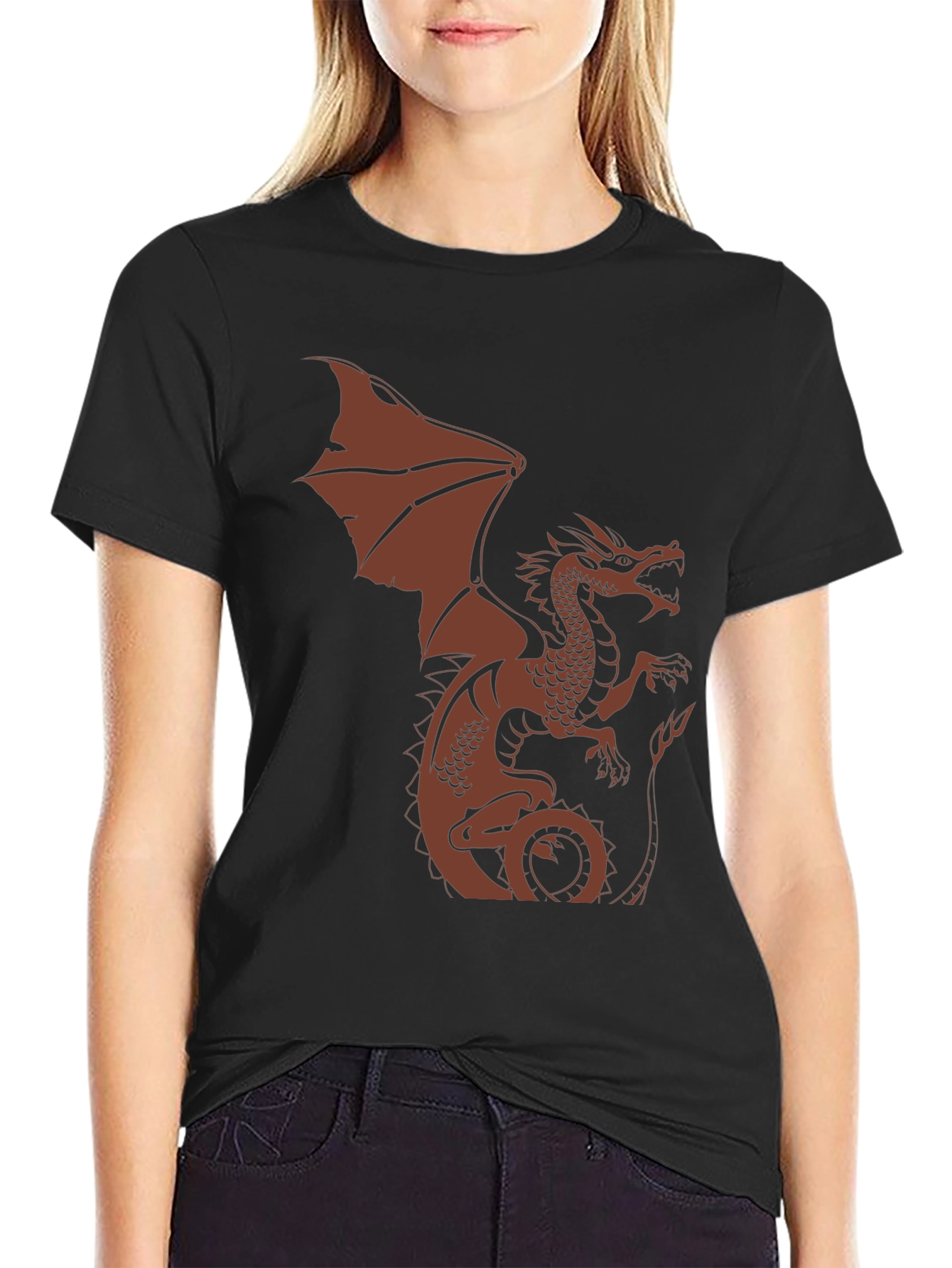 Dragon Graphic Print Mens Black T-Shirt