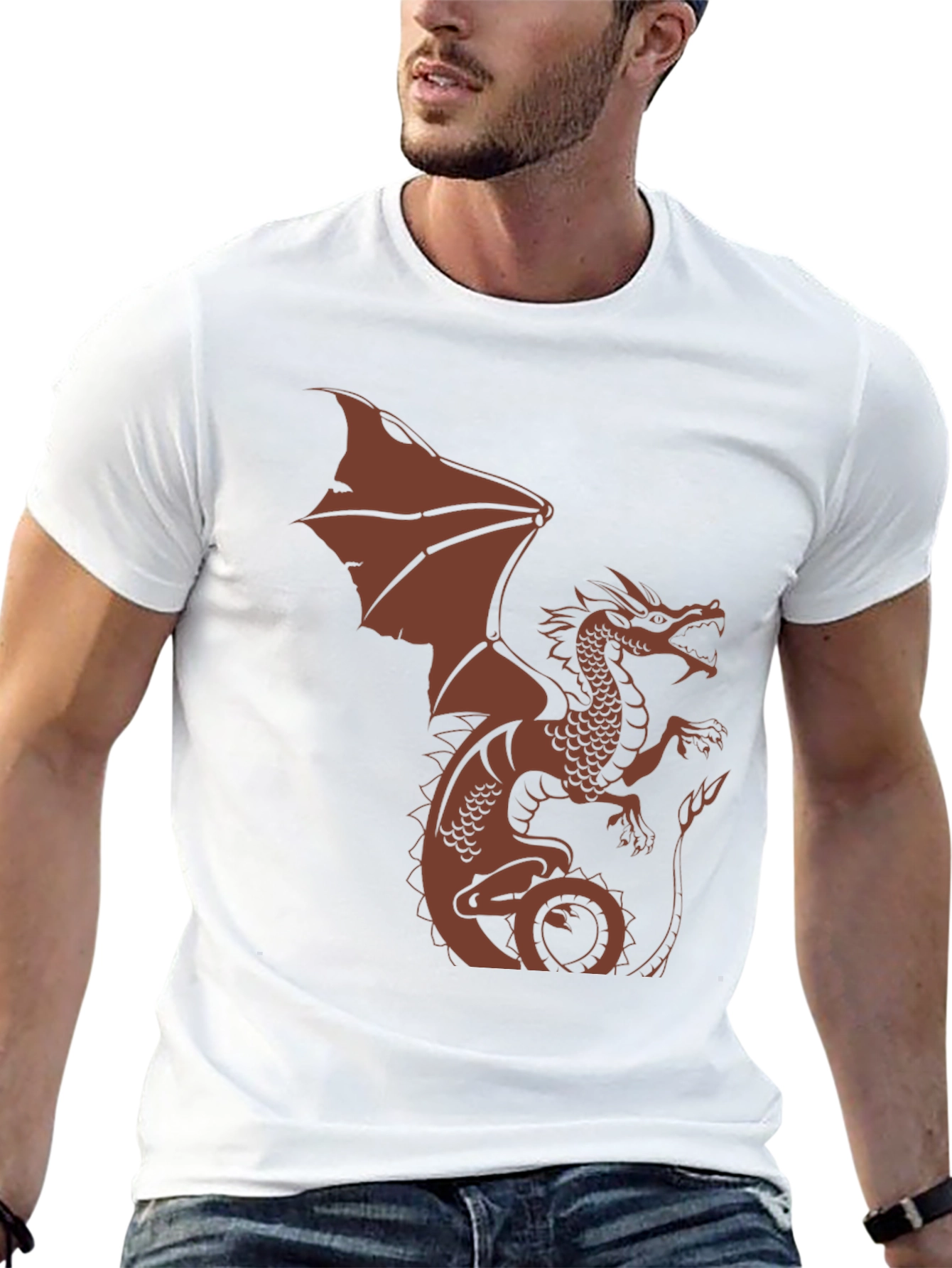 Dragon Graphic Print Mens Black T-Shirt