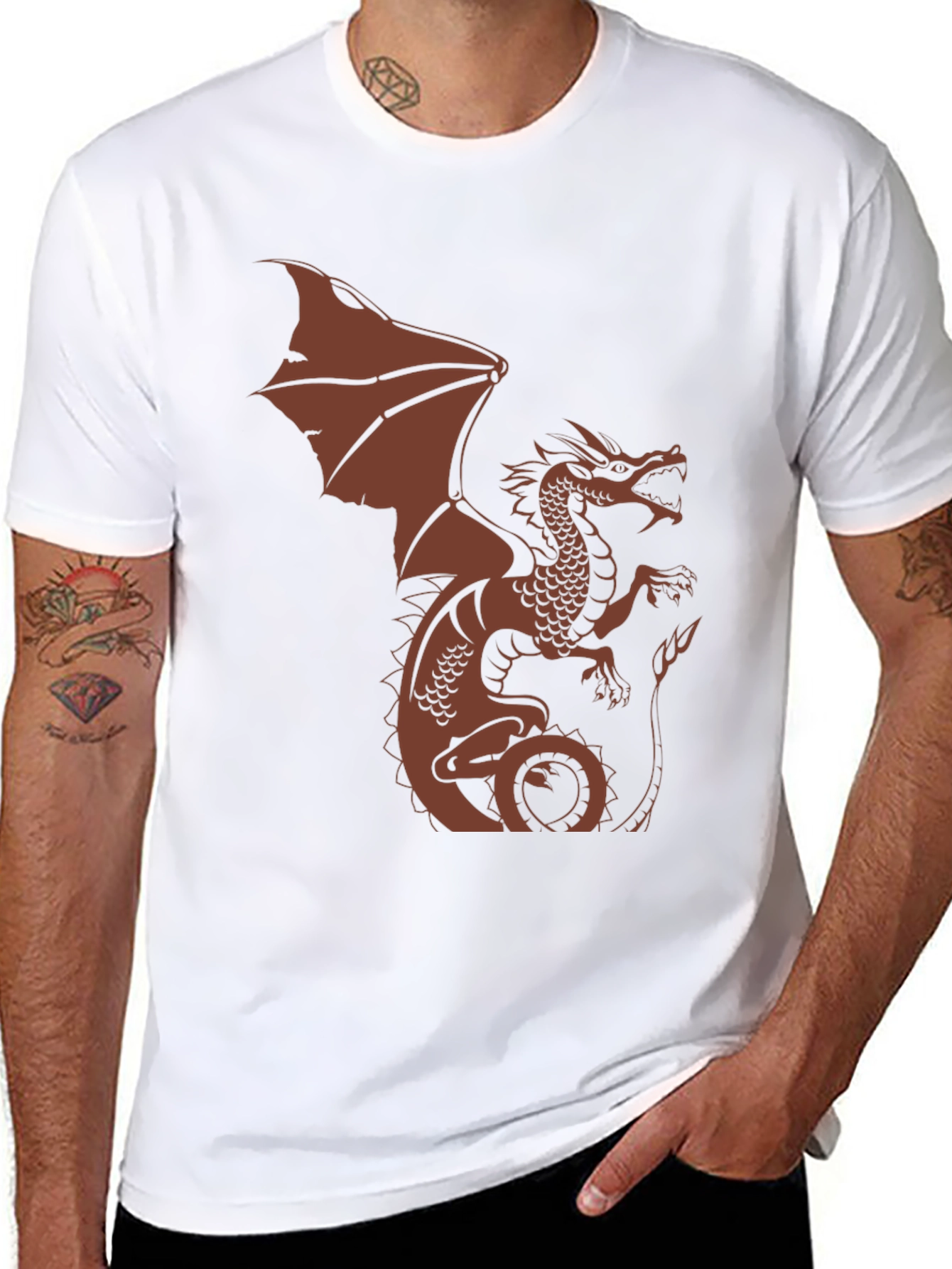 Dragon Graphic Print Mens Black T-Shirt