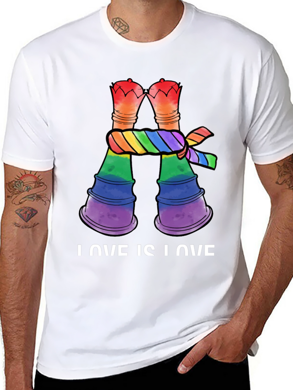 Love Is Love LGBT Rainbow Chess Rook T-Shirt