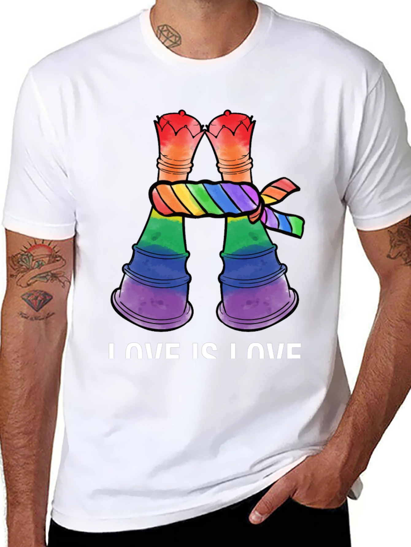 Love Is Love LGBT Rainbow Chess Rook T-Shirt