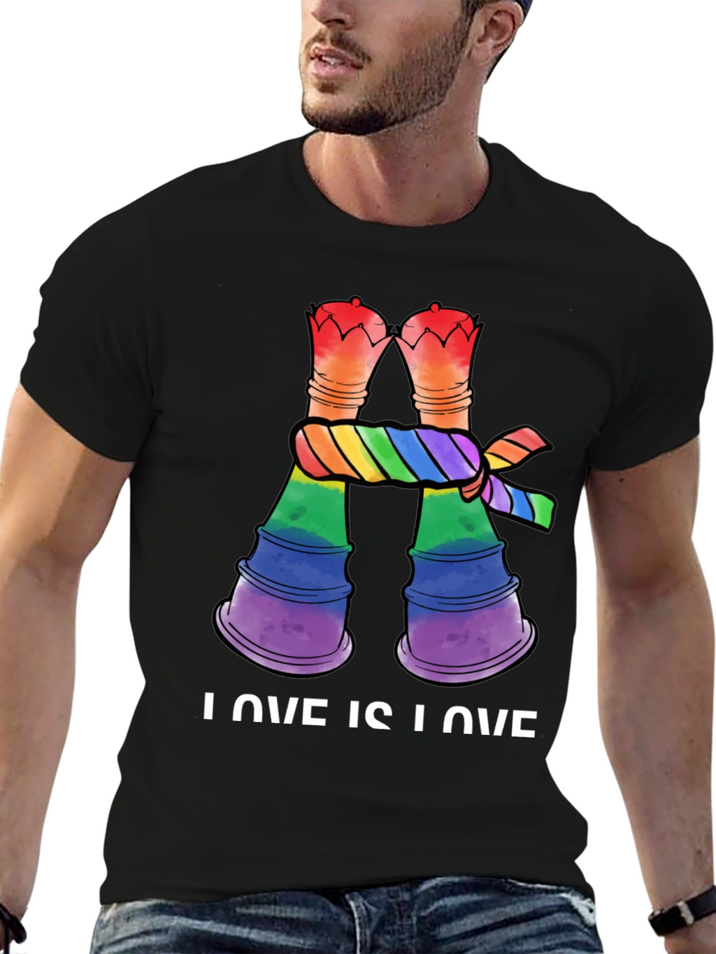 Love Is Love LGBT Rainbow Chess Rook T-Shirt