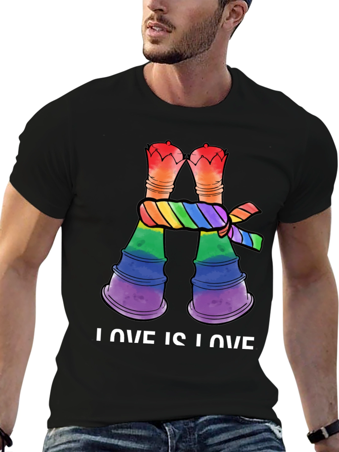Love Is Love LGBT Rainbow Chess Rook T-Shirt