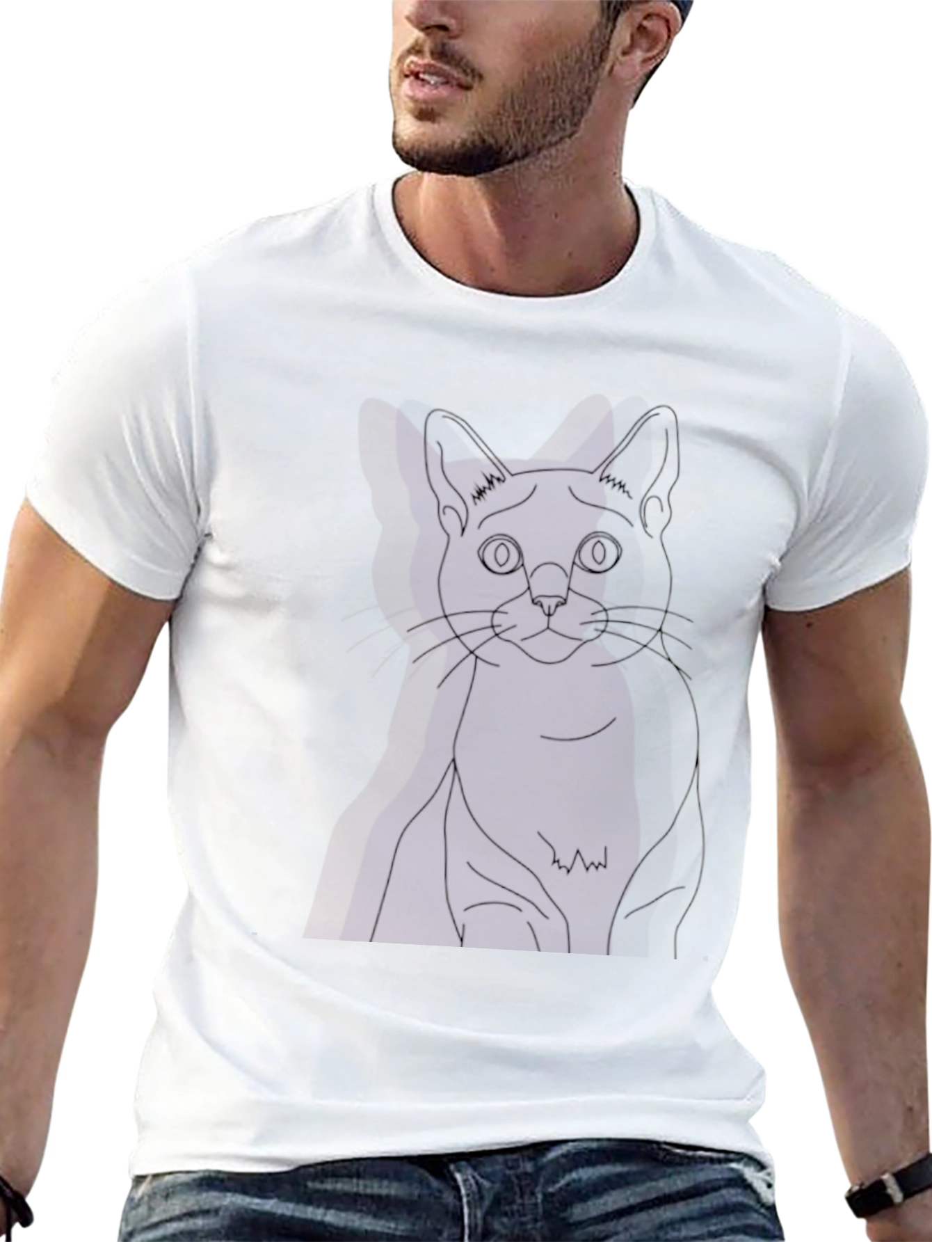 Black Cat Outline Tee - Unisex Graphic T-Shirt