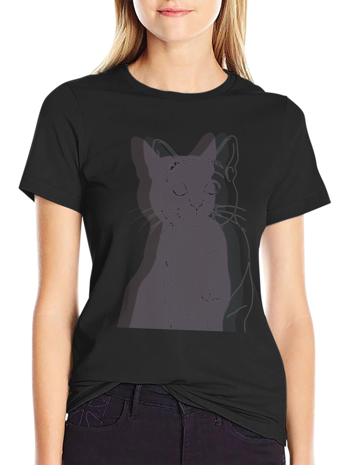 Black Cat Outline Tee - Unisex Graphic T-Shirt