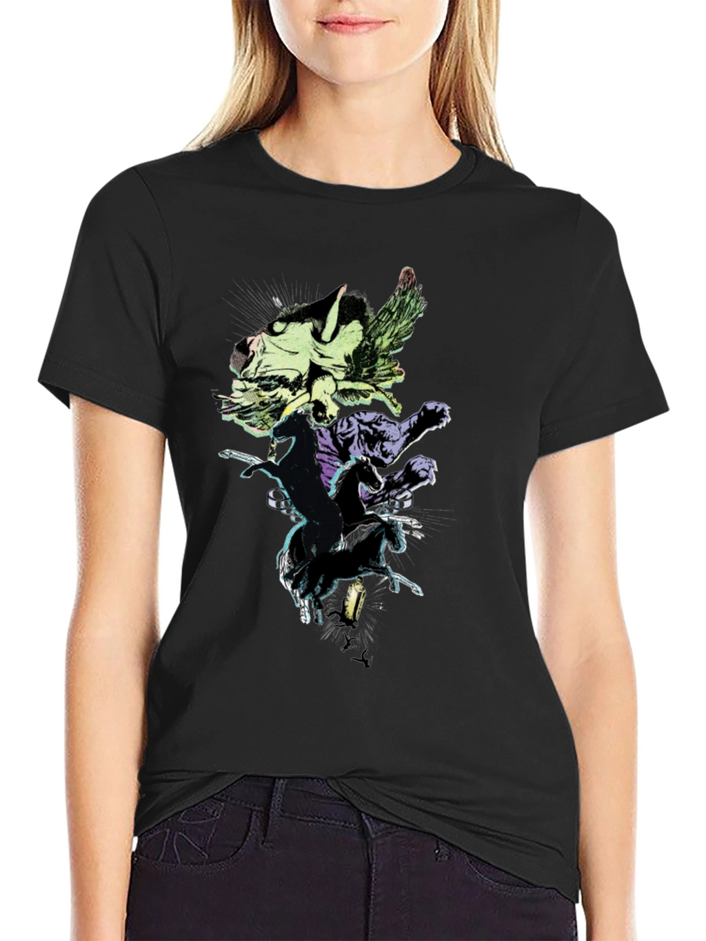 Mythical Creatures Graphic Tee - Black