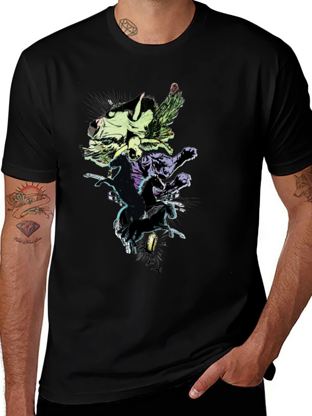 Mythical Creatures Graphic Tee - Black