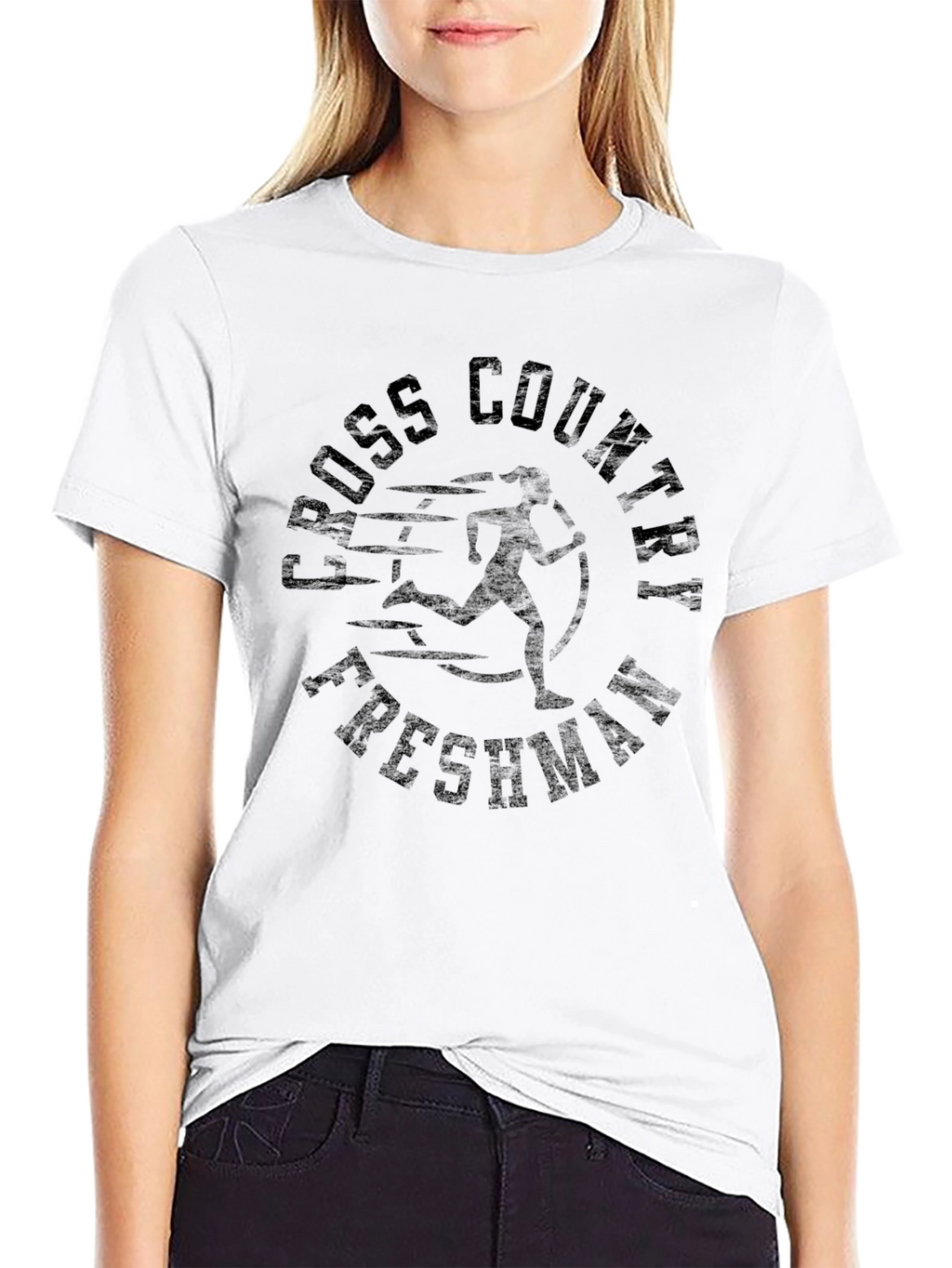 Cross Country Freshman Black T-Shirt - Runner Graphic