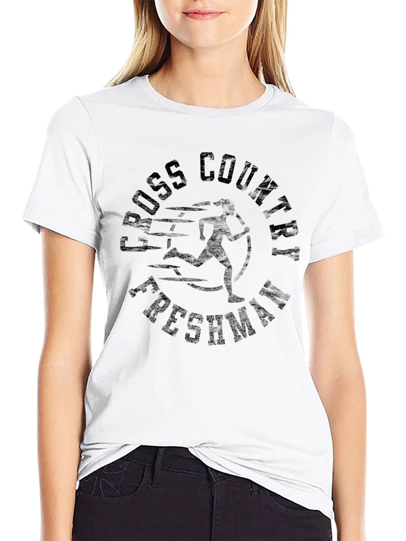 Cross Country Freshman Black T-Shirt - Runner Graphic