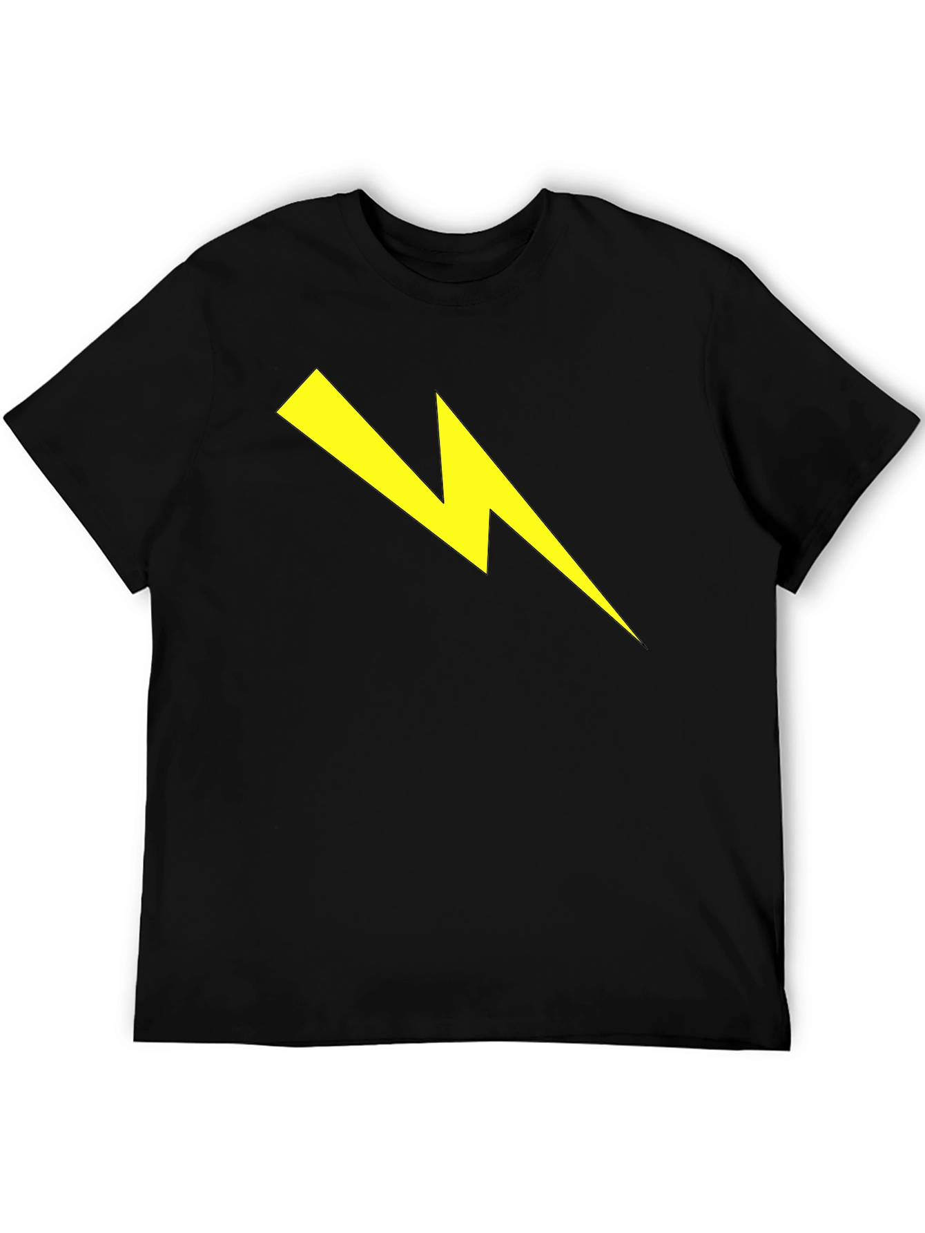 Black T-Shirt with Yellow Lightning Bolt Graphic