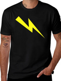 Black T-Shirt with Yellow Lightning Bolt Graphic