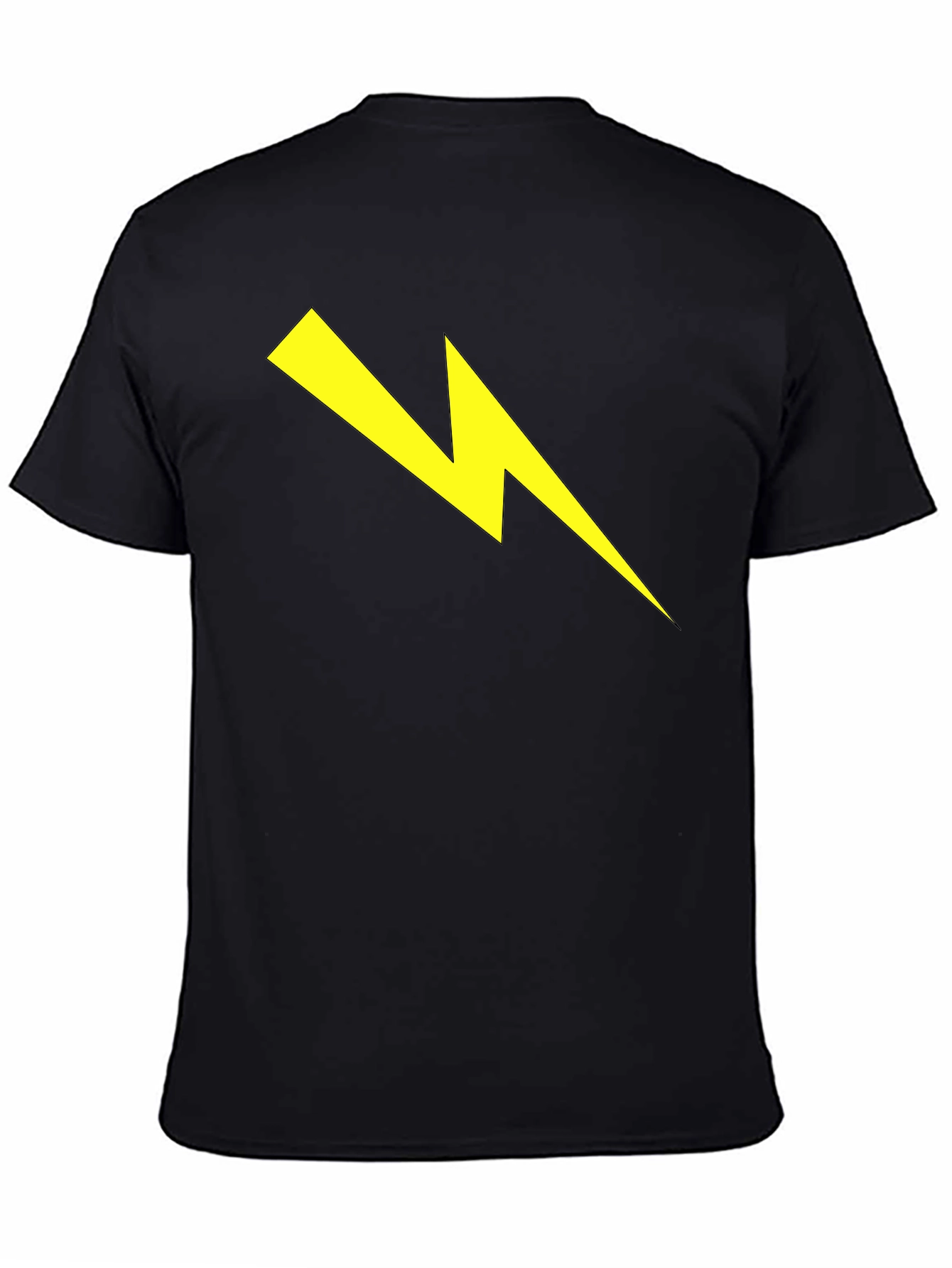 Black T-Shirt with Yellow Lightning Bolt Graphic