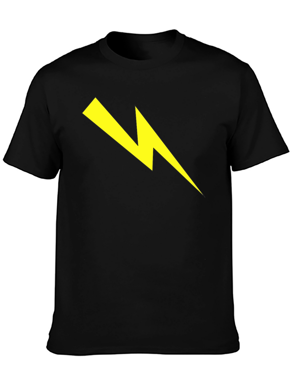 Black T-Shirt with Yellow Lightning Bolt Graphic