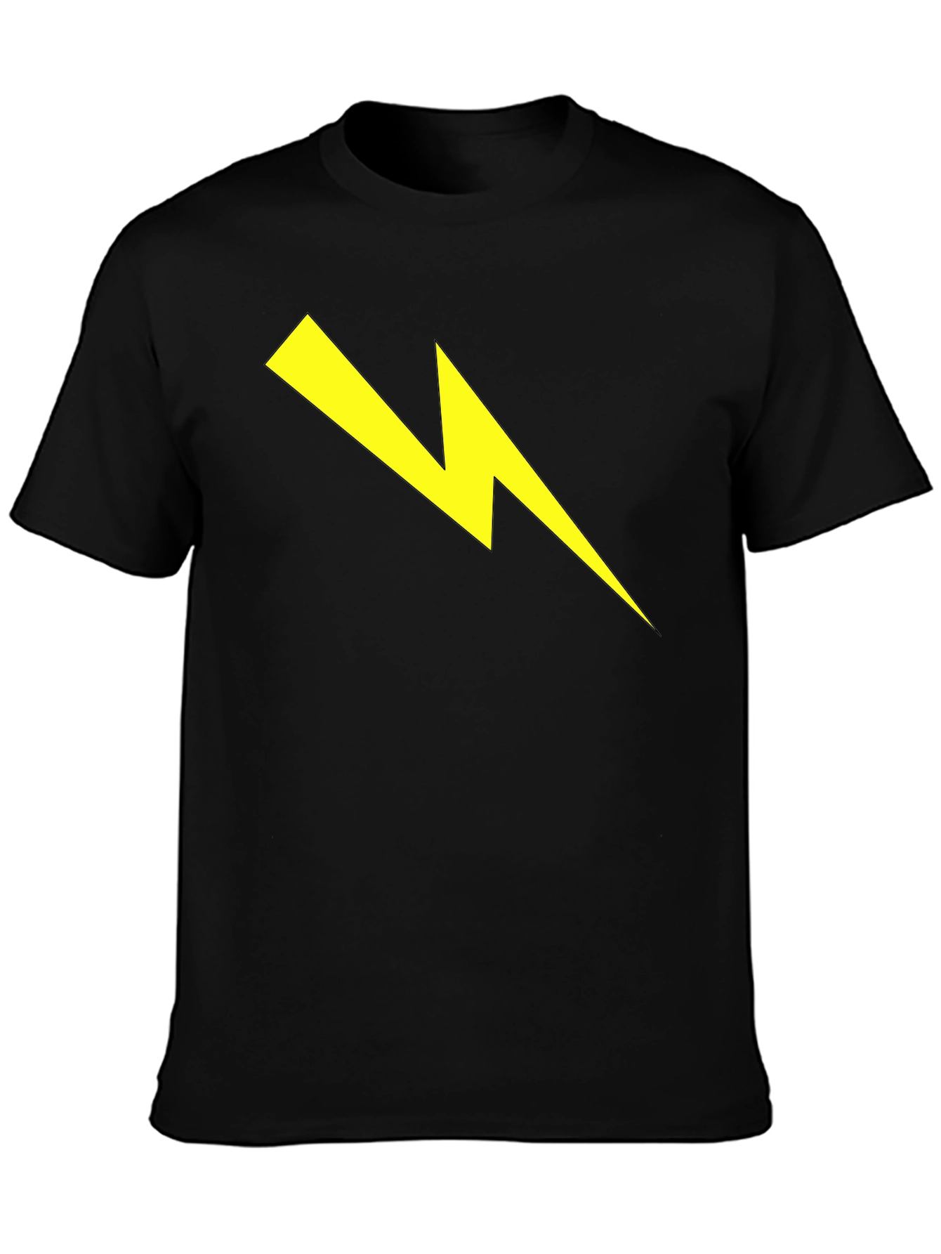 Black T-Shirt with Yellow Lightning Bolt Graphic