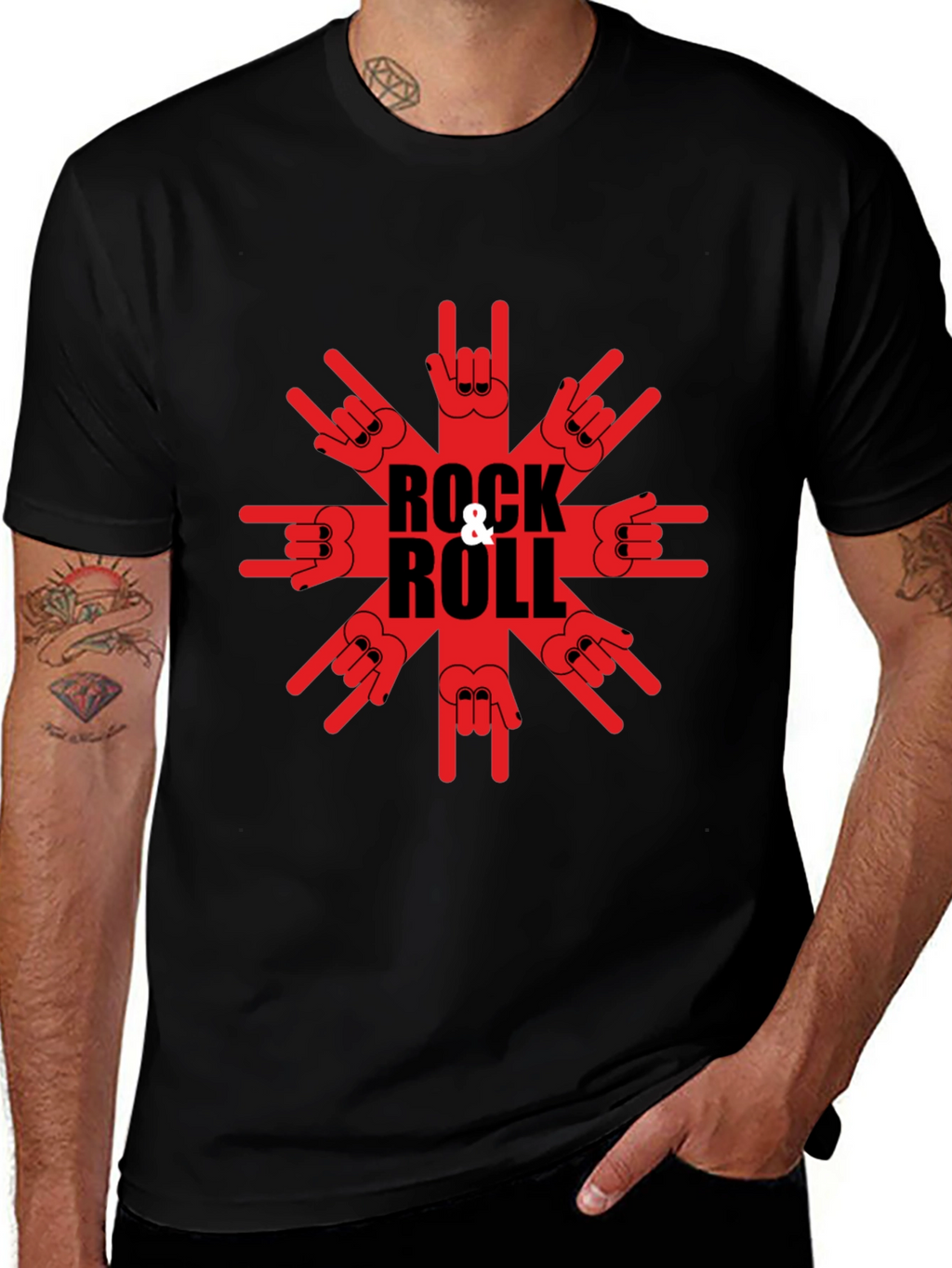 Rock & Roll Graphic T-Shirt - Black Tee