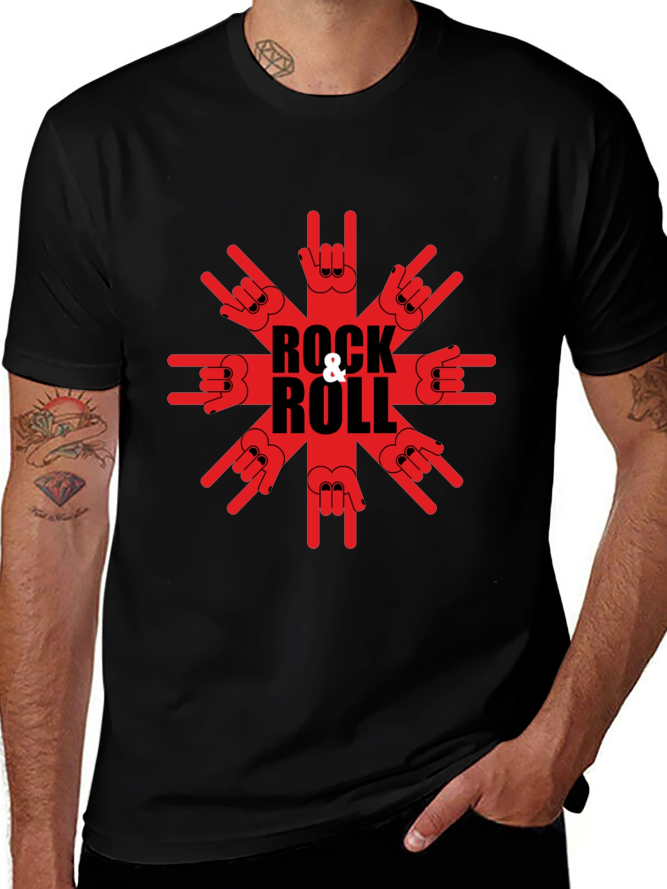 Rock & Roll Graphic T-Shirt - Black Tee