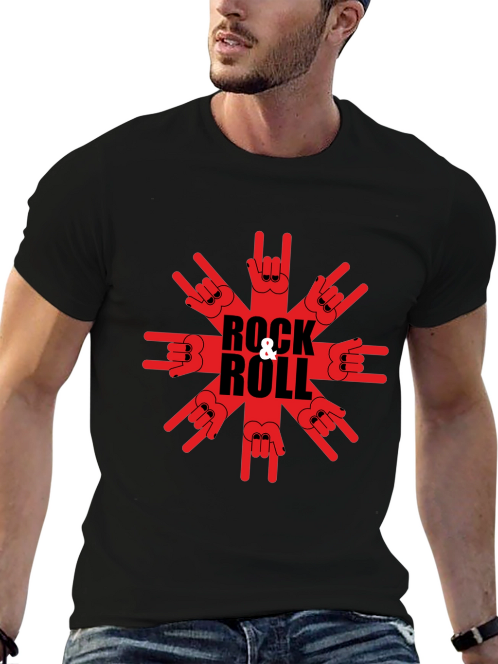 Rock & Roll Graphic T-Shirt - Black Tee