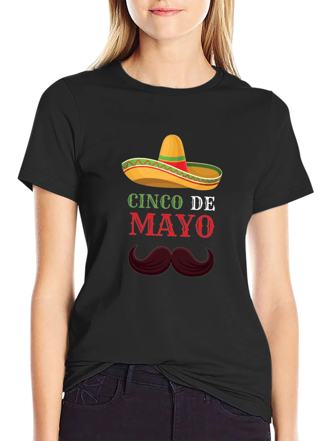Cinco De Mayo T-Shirt - Sombrero & Mustache