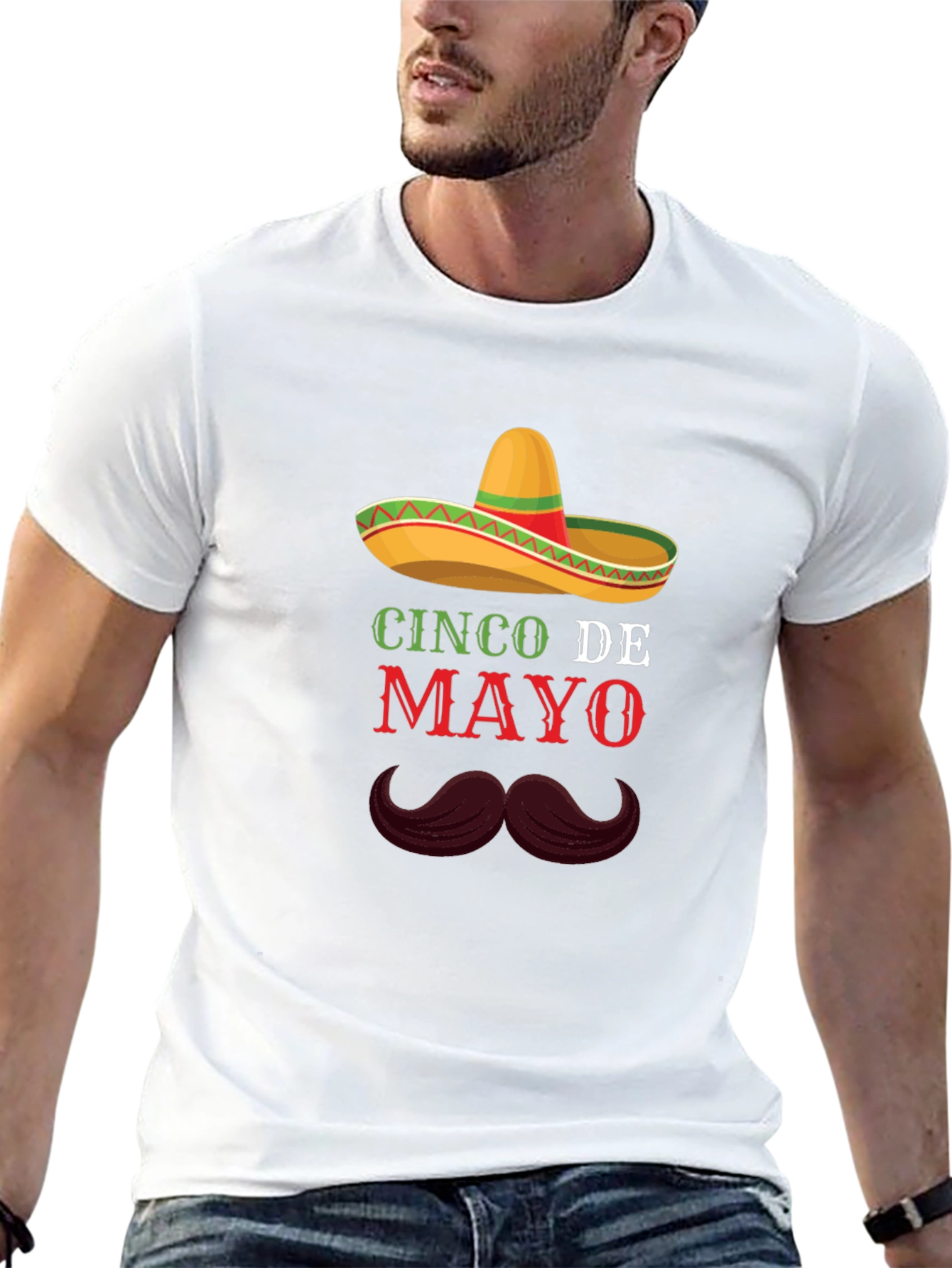 Cinco De Mayo T-Shirt - Sombrero & Mustache