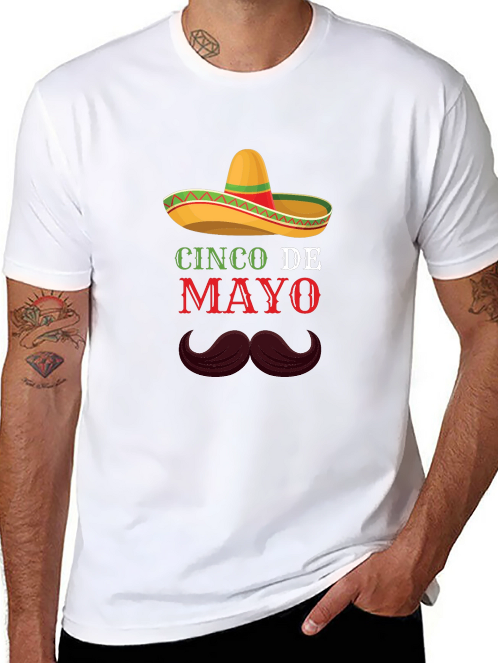 Cinco De Mayo T-Shirt - Sombrero & Mustache