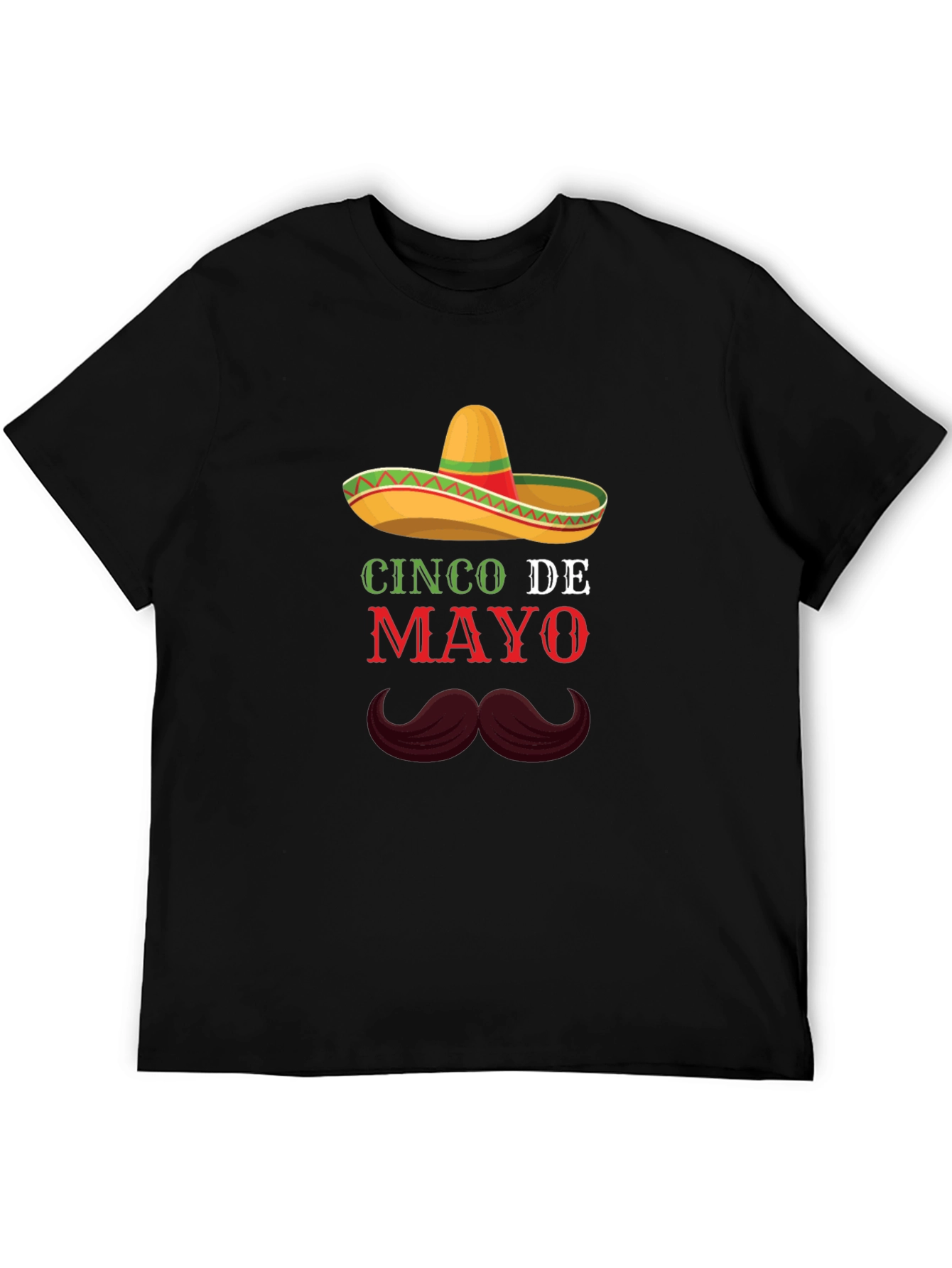 Cinco De Mayo T-Shirt - Sombrero & Mustache