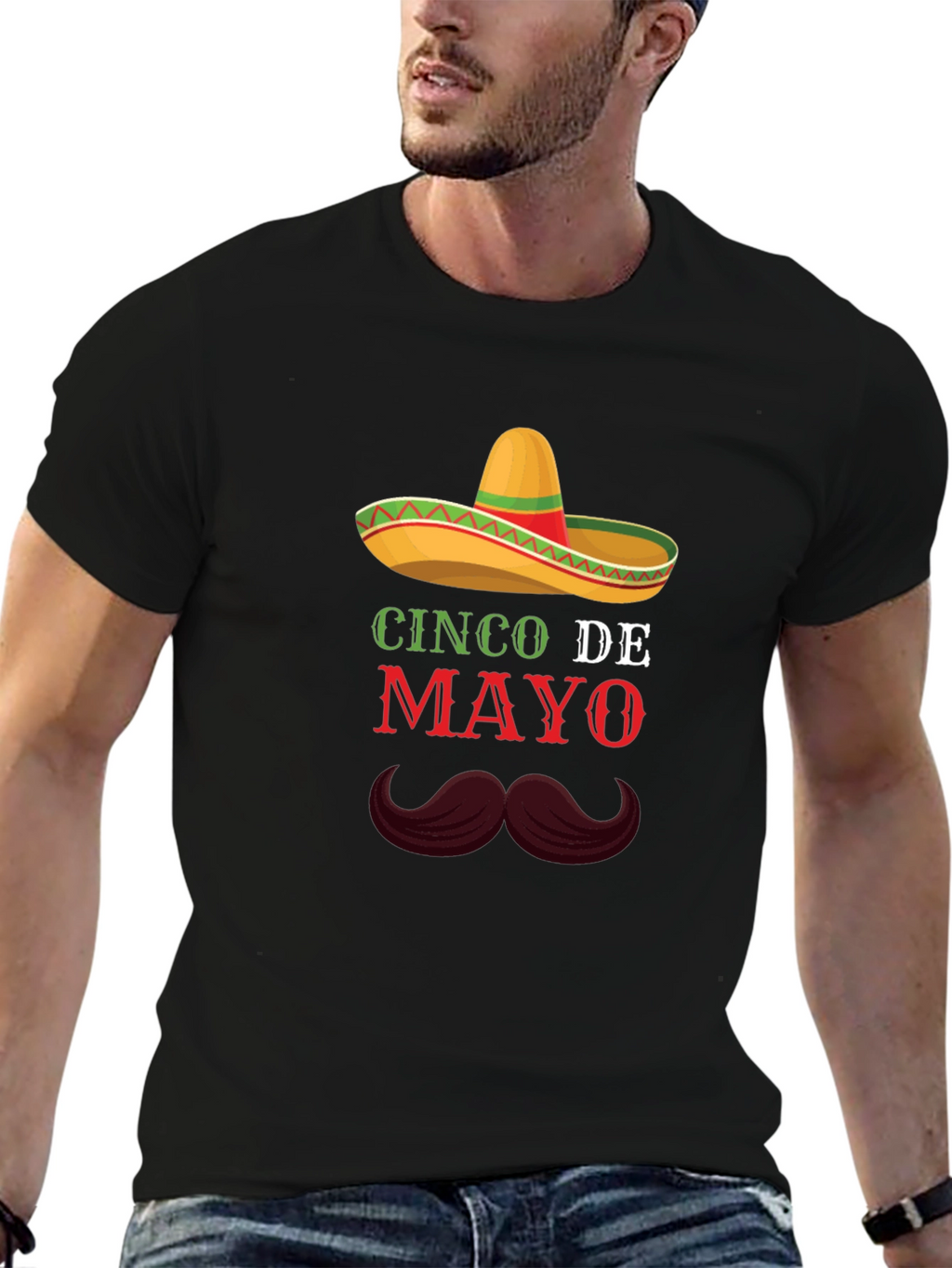 Cinco De Mayo T-Shirt - Sombrero & Mustache